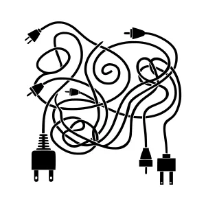 Abstract Cable Chaos - Black Line Art
