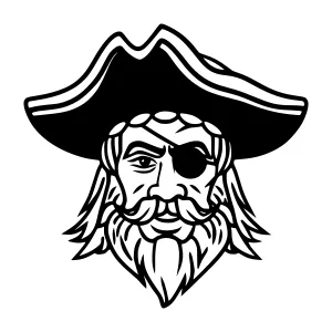 Pirate Head Silhouette - Black and White Illustration
