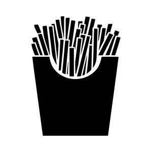 Black & White French Fries Icon