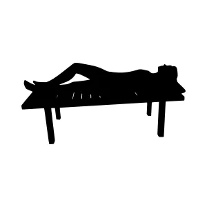 Silhouette Woman Relaxing on Wooden Plank