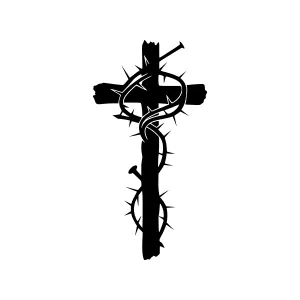 Black Cross Silhouette with Thorns
