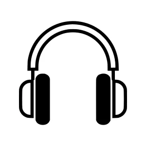Black Headphones Icon - Minimalist Vector