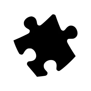 Puzzle Piece Icon - Black Silhouette