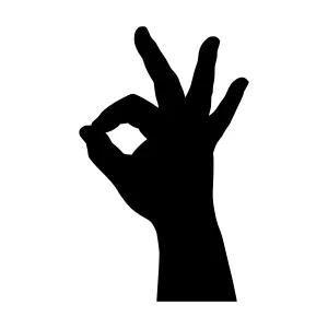 Black Hand OK Sign Silhouette