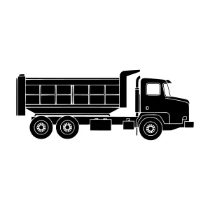 Black Dump Truck Silhouette Vector Illustration
