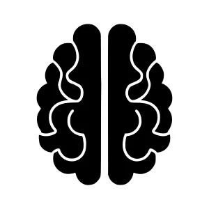 Black Brain Icon - Minimalist Vector Illustration
