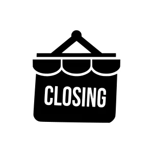 Closing Sign Icon - Black & White Vector