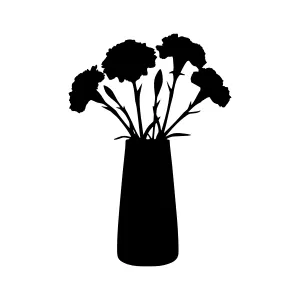 Black Flower Vase Silhouette on White
