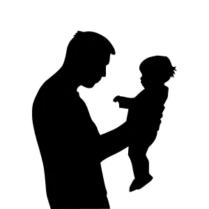Father Holding Child Silhouette