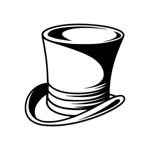 Vintage Top Hat Illustration - Black & White Vector