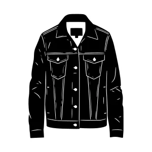 Black Denim Jacket Silhouette Vector Illustration