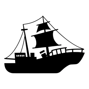 Silhouette Ship Sailing Boat Vector Illustration