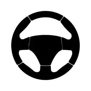 Black Car Steering Wheel Icon - Vector Illustration