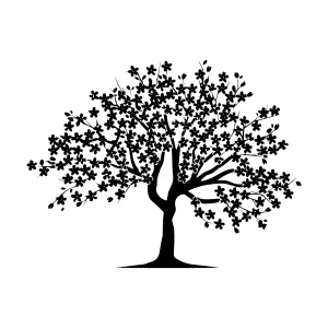 Black Tree Silhouette Floral Branch