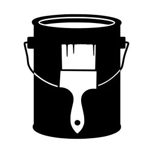 Paint Can with Brush Silhouette