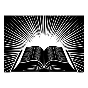 Open Book Illustration - Black & White Radial Burst