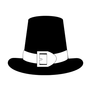 Black Pilgrim Hat with White Belt - Vector Illustration