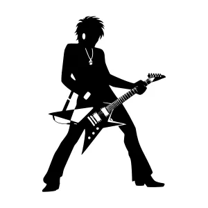 Silhouette Guitarist - Black on White
