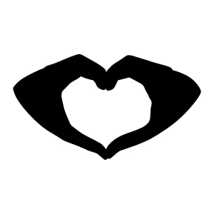 Hands Forming Heart Shape - Black Silhouette