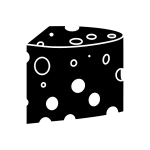 Cheese Slice Icon - Black Silhouette