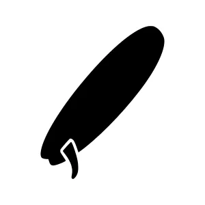 Black Surfboard Icon - Minimalist Vector Illustration