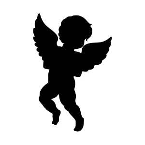 Angel Silhouette - Black on White