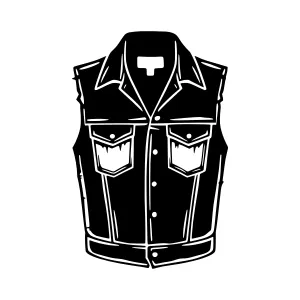 Black Denim Vest Vector Illustration
