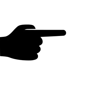 Pointing Hand Icon - Black Silhouette