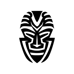 Tribal Mask Icon - Black Silhouette