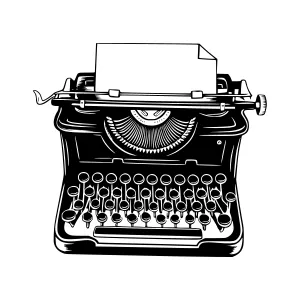 Vintage Typewriter Illustration - Black & White