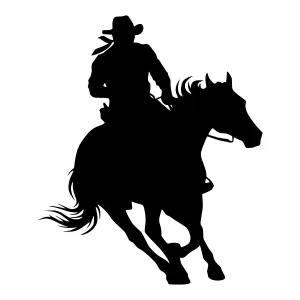 Silhouette Cowboy Riding Horse - Western Style