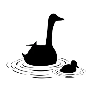 Swan Silhouette Family - Minimalist Vector Illustration