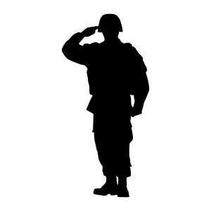 Silhouette Soldier Saluting - Vector Illustration