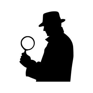 Silhouette Detective with Magnifying Glass