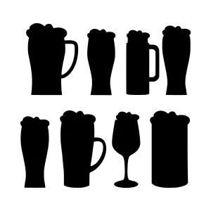 Beer Glass Silhouettes Black & White