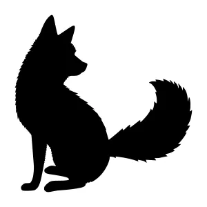Black Silhouette Fox Sitting