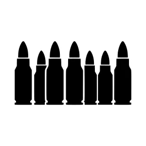 Black Bullet Cartridge Row Vector Illustration