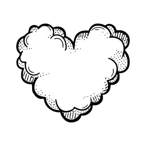 Hand-Drawn Cloud Heart Outline