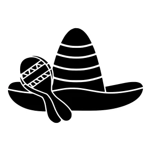 Mexican Sombrero & Maraca Silhouette