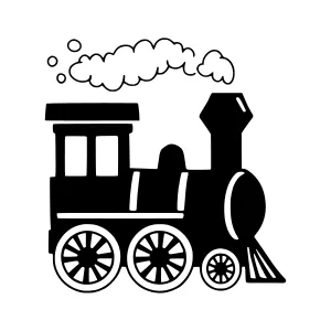 Vintage Train Silhouette Black & White