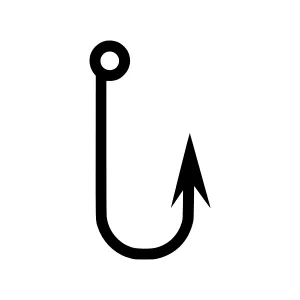 Black Fishing Hook Icon - Vector Illustration
