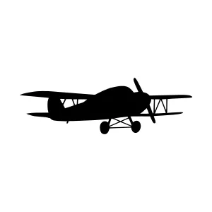 Vintage Biplane Silhouette - Aircraft Vector Icon