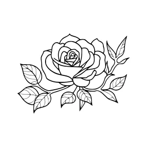 Floral Rose Outline Illustration