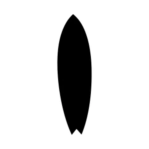 Black Surfboard Silhouette Vector Icon