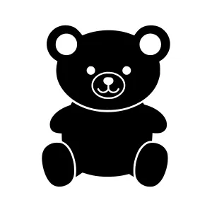 Cute Teddy Bear Icon - Black Silhouette