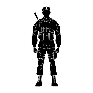 Silhouette Soldier - Security Guard Vector Illustration