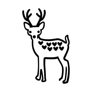 Cute Deer Silhouette with Heart Pattern