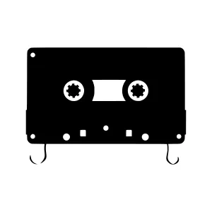 Minimalist Black Cassette Tape Icon