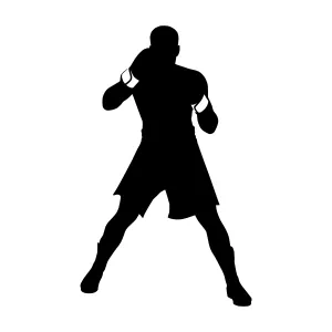 Boxing Silhouette - Black Outline Vector