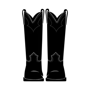 Black Cowboy Boots Silhouette Vector